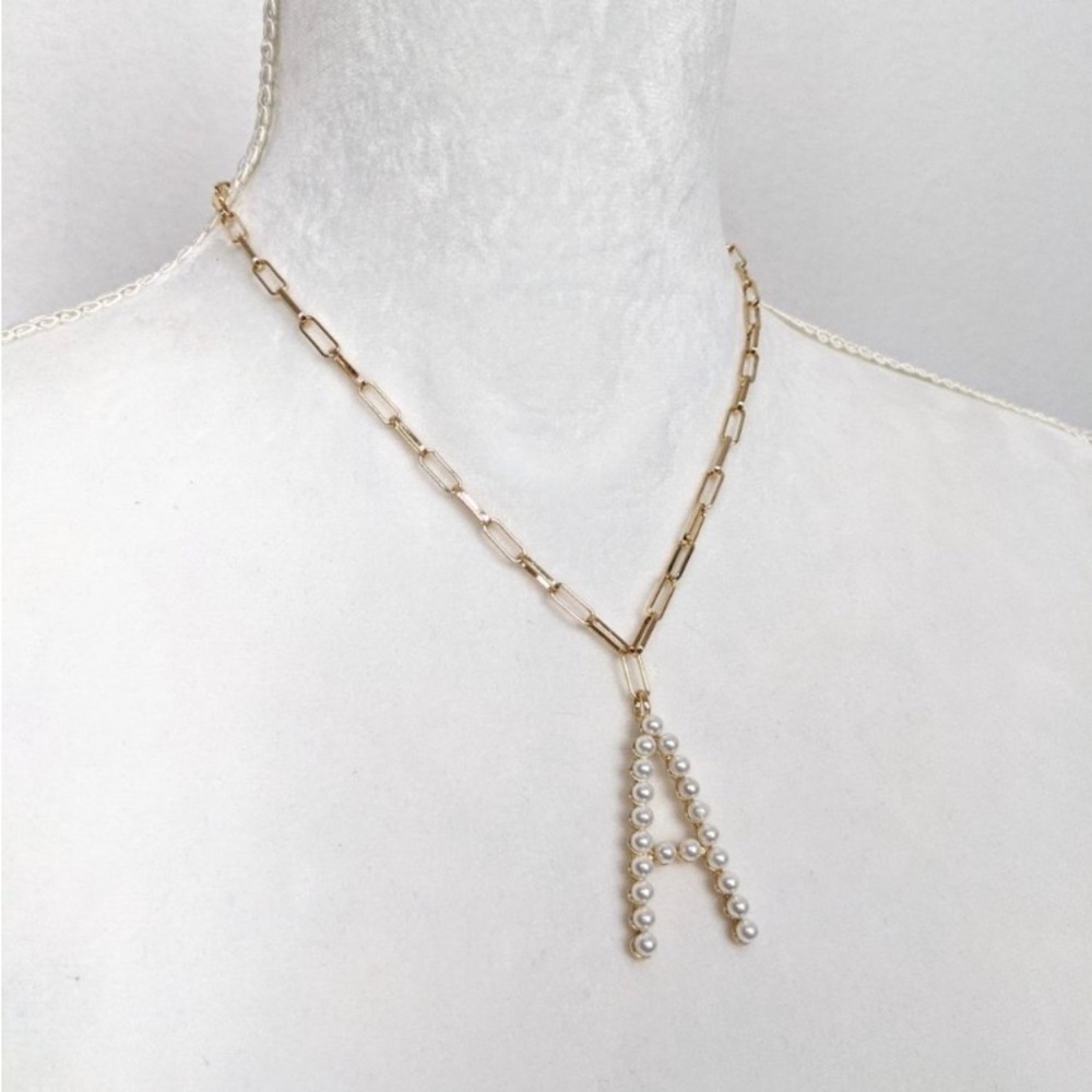 NWT Sugarfix by Baublebar Pearl Initial Necklace “A”